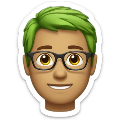 short-haired man with glasses and a green-cheeked conure on his shoulder sticker