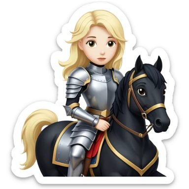 Blonde girl knight on a black horse  sticker