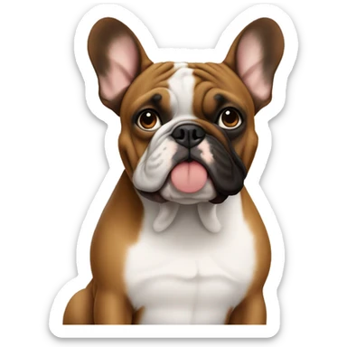 One Brown englisch Bulldog sitting next to one black frenchie sticker