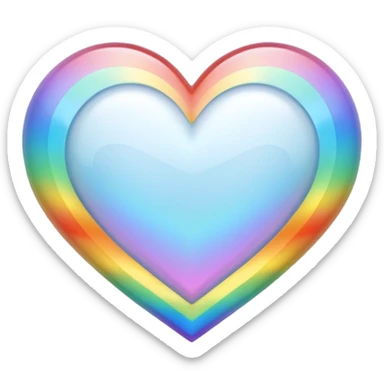 white heart with holographic rainbow fill sticker