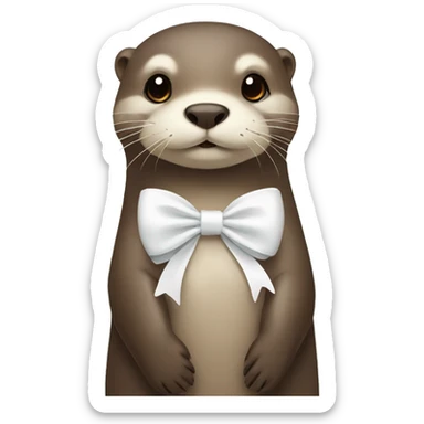 otter wearing a white bow sticker