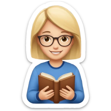 Library Visitor, Reader + stack of books. sticker