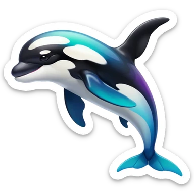 white blacks colorful gradient shiny glossy Fakémon-Digimon-orca-reptile-creature-hybrid (full body) sticker
