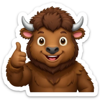 Funny bison showing thumbs up sticker