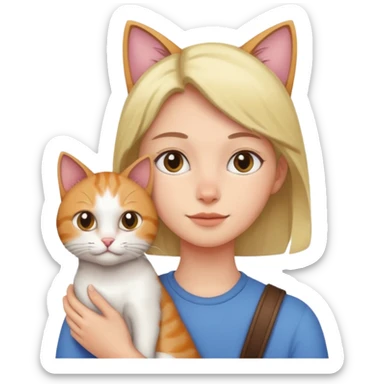 person with cat on their shoulder sticker