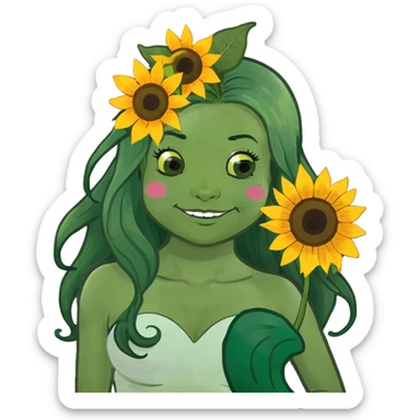 Mermaid with sunflower head sticker