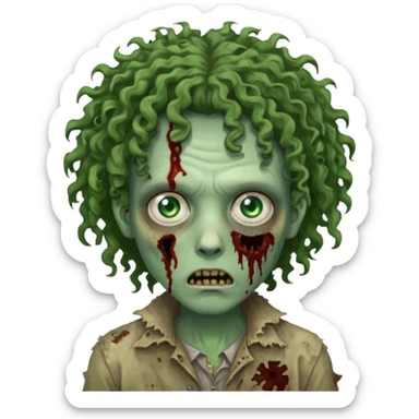 curly haired zombie sticker