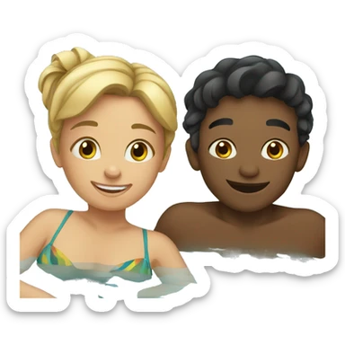 Girl and a boy swimming in a pool sticker