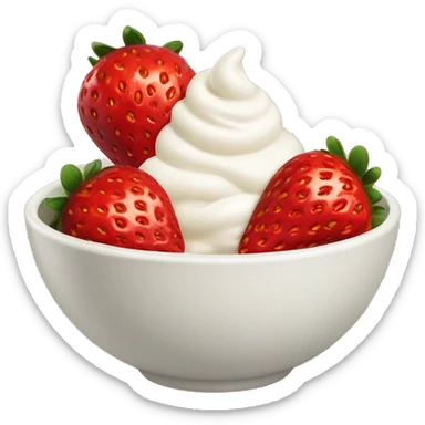 Strawberries with bowl of cream sticker