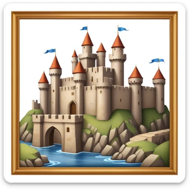 medieval castle with a wall around it next to a medieval city with a wall around it sticker