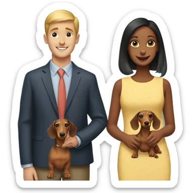 Boy and girl dachshund sticker