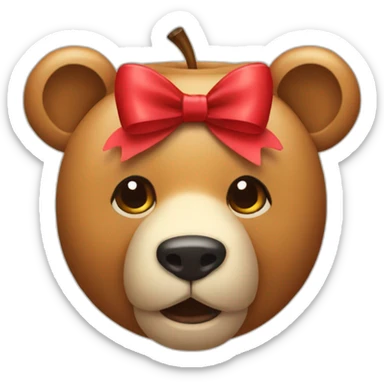 Apple bear emoji with bow on head sticker
