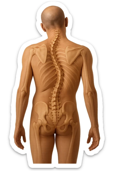 fai immagine identica ma iperrealistico 4k, postura storta con spina dorsale storta sticker