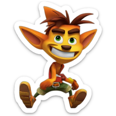 Crash bandicoot qui boit avec rayman sticker