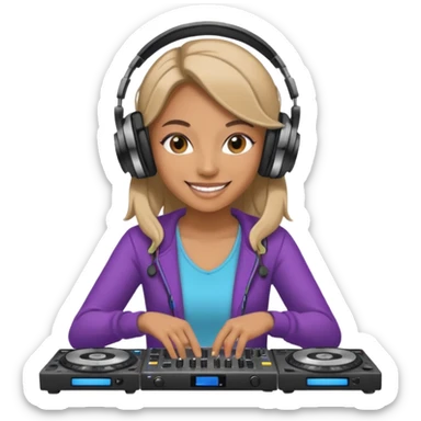 woman dj with setup sticker