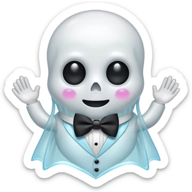 A ghost with a bowtie sticker