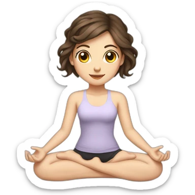 White girl brunette hair in Malasana yoga sticker