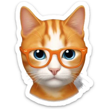 Orange cat being held by blonde man in glasses sticker