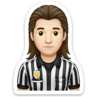 long-haired referee sticker
