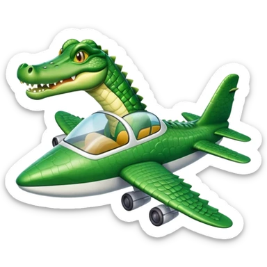 Crocodile flying an airplane sticker