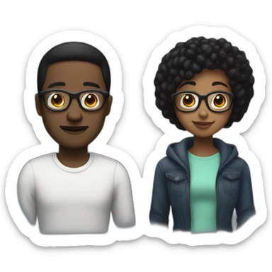 Random Black guys With glasses and having short Black haïr talking to girl Black wearing glasses With longs Black hair sticker