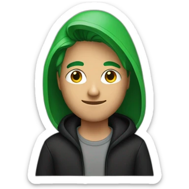 guy with green average hair in black hoodie sticker