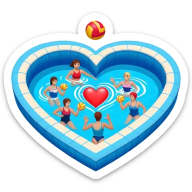 Natación  y voley en un corazón de color  sticker