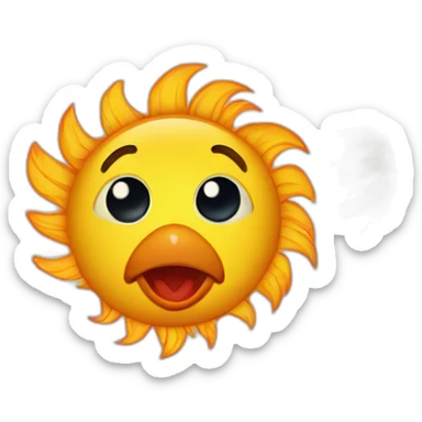 planet Sun with a cartoon chicken face with big beautiful eyes sticker