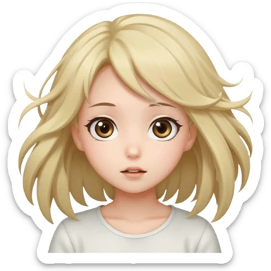 cute anime girl with blowing hair sticker