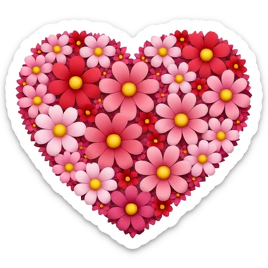 a heart made of flowers sticker