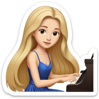 woman with very long flowing hair playing the piano sticker