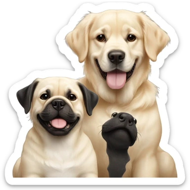 English cream golden retriever and a black frenchie as best friends sticker