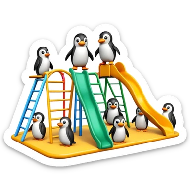 Crazy penguins going wild on a playground  sticker