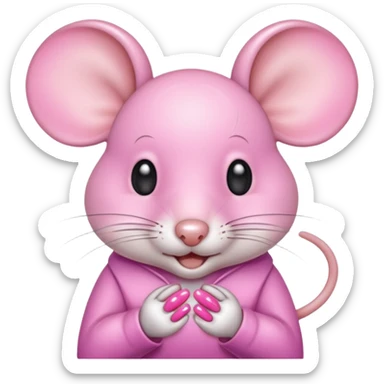 A mouse with a manicure sticker
