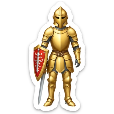 a knight in gold armor sticker