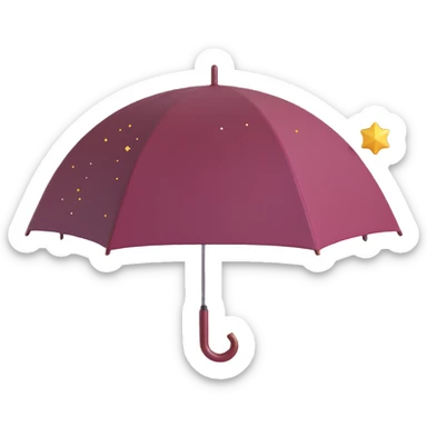 burgundy umbrella with a constellation pattern in 3D emoji style sticker