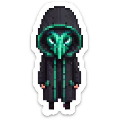 Squid Game Front Man with black geometric mask and black coat sticker