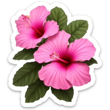 Pink hibiscus realistic sticker