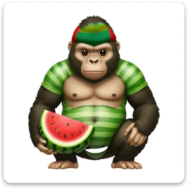 a gorrila with a watermelon body sticker