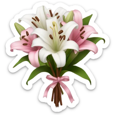small White lilly bouquet made pink and brown sticker