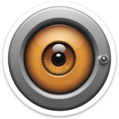 Minimalist emoji-style sticker of a peephole with a realistic eye looking out from inside. Black and gray tones, flat icon, centered eye.
 sticker