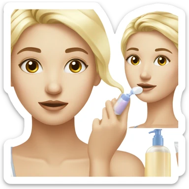 blonde girl doing skincare  sticker
