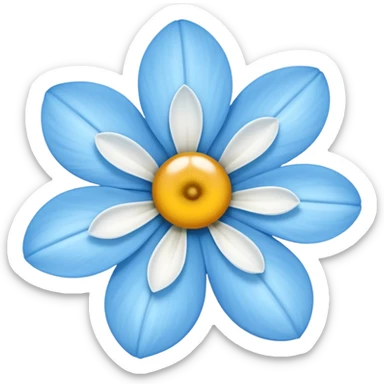light blue  flower with a white center sticker