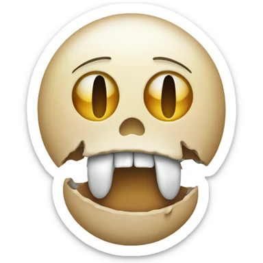 Unhappy emoji with half a bone sticking out of its mouth sticker