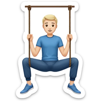 A guy swinging his legs with his hands on his chin sticker