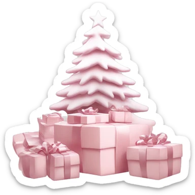 Light pink Christmas gifts under a white Christmas tree  sticker
