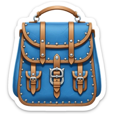 dnd item icon, medieval bag in blue, front view of bag sticker