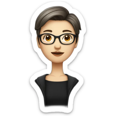 luci - a person with short hair, a nose pearcing, squared glasses, a black wardrobe and is from germany and norway sticker