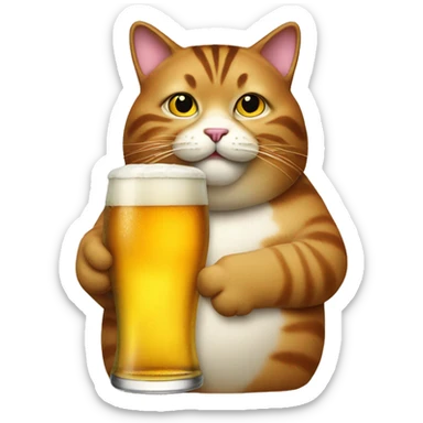 a fat cat drink beer sticker