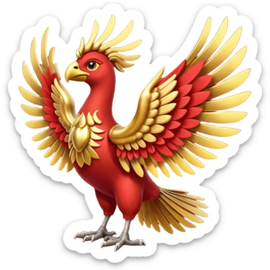 Pokemon red and green legendary Ho-Oh sticker